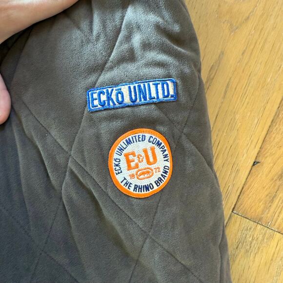 Vintage Ecko Unltd Bomber Jacket Men’s 2XL Brown Rhino Logo Streetwear - Picture 8 of 9